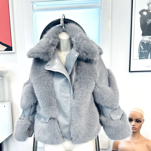 Lala Parker KIKI FAUX FUR MOTO JACKET NWT - Picture 4 of 11